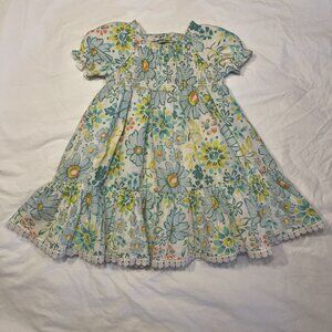 Joie Teal Floral Print, Lace trimmed Dress Size 2T